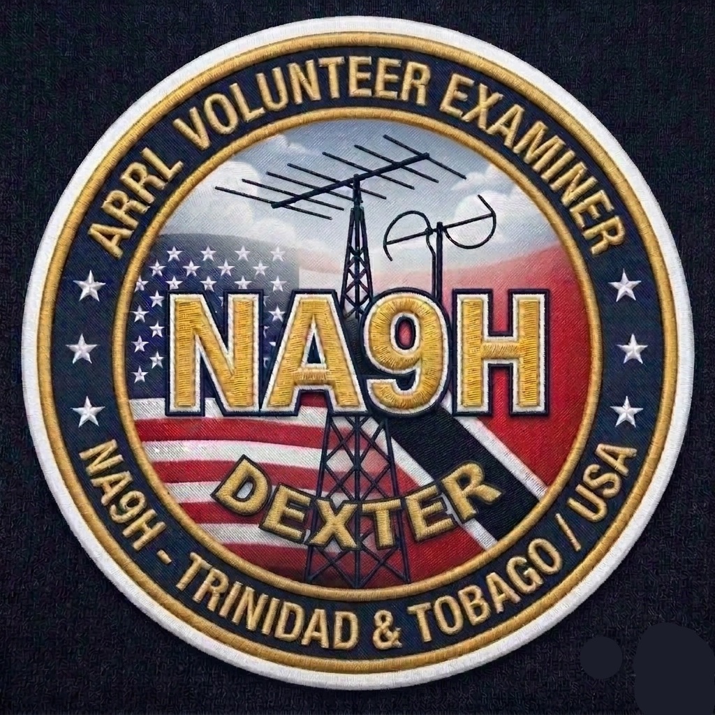 NA9H Dexter ARRL Volunteer Examiner patch, Trinidad and Tobago